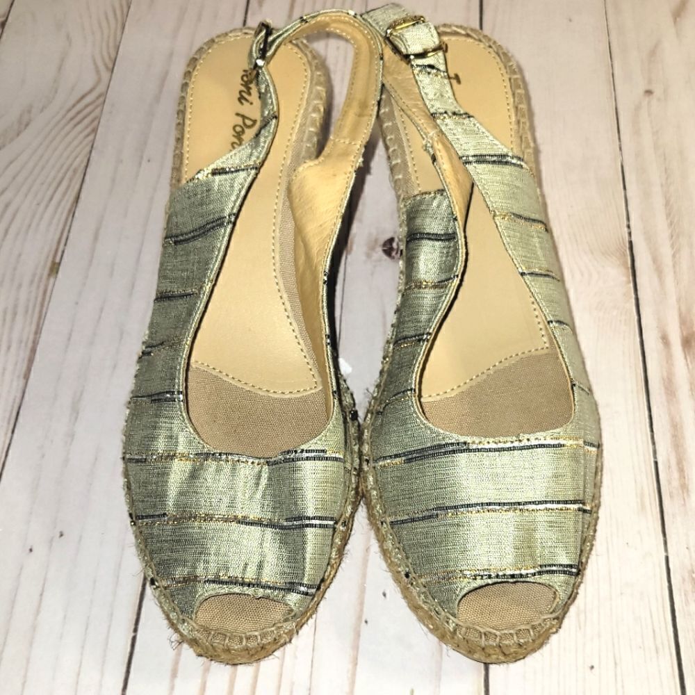 Toni Pons Metallic Stripe Espadrille Sandal Size 38